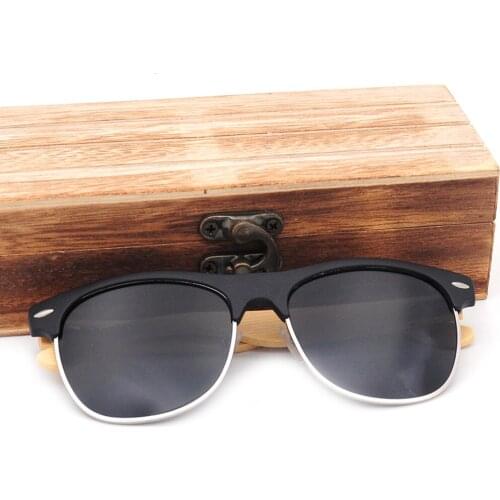 The New 2020 Unisex Sunglasses Bamboo Wooden Fashion Round Half-Frame Portable Anti Uv Outdoor Cycling UV400 Lens