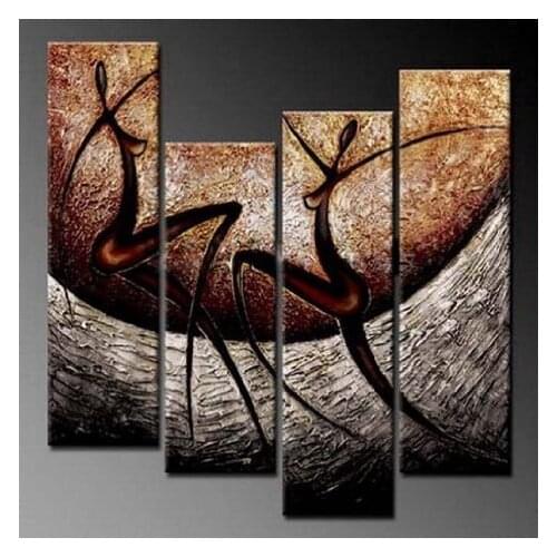 Nude African Dancers 100% Hand Painted Contemporary Artwork Abstract Oil Paintings on Canvas Wall Art for Living Room Home Decor