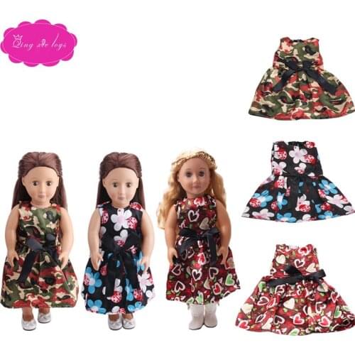 18 inch Girls doll clothes Cool camouflage dress American newborn skirt Baby toys fit 43 cm baby dolls c204