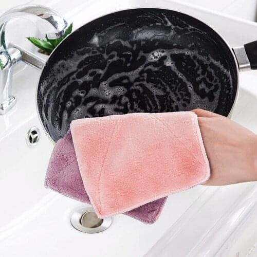 Strong Absorbent Kitchen Towels Soft Microfiber Cleaning Cloths Non-stick Oil Dish Cloth Rags For Kitchen Household Scouring Pad