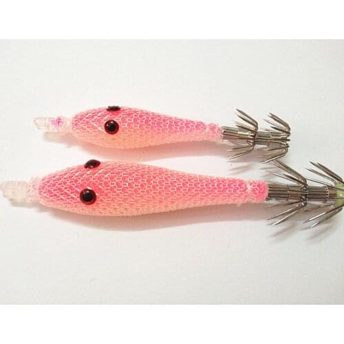 New Japan 4.0 # hook full body noctilucence 9cm / 7cm squid jig lures with hook pink colors soft bait fishing lure