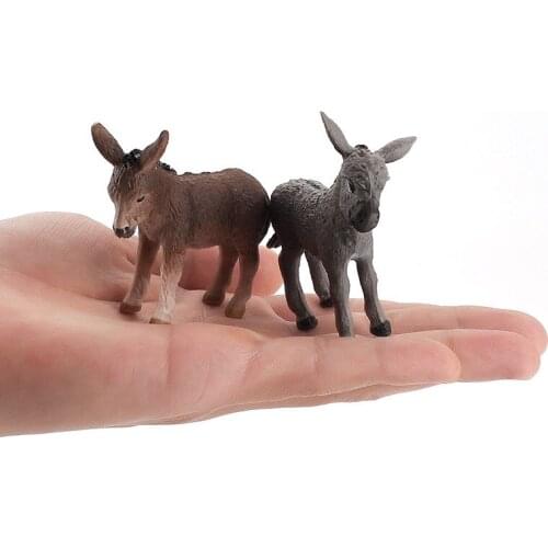 Simulation Donkey Wild Life Figurine Toy PVC Animal Figures Desktop Decoration Toys for Kids