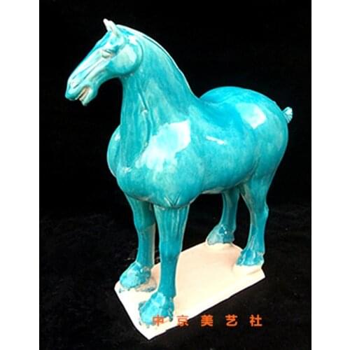 Green horse statue in Three Painted Pottery of the Old Tang Dynasty