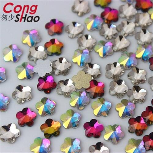 Cong Shao 100Pcs 6mm Glass Flower Rhinestones For 3D Nails Art decorations Glitter costume Flat Back stones and crystals CS710