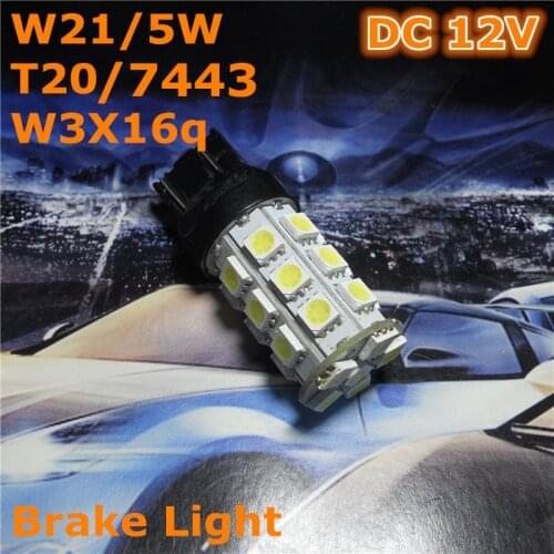 12V LED(27*5050SMD) Car Bulb Lamp W21/5W T20 W3X16q/7443 Double Line For Back Brake Light