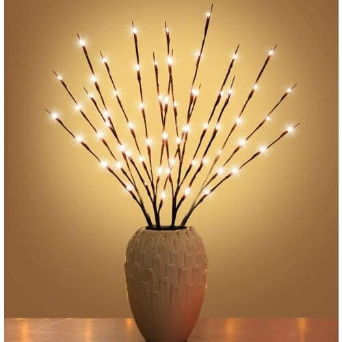 Thrisdar 20LED Led Simulation Orchid Branch Light 73CM Vase Coffee Floral Lamp LED Willow Branch lights Xmas Party Wedding Light