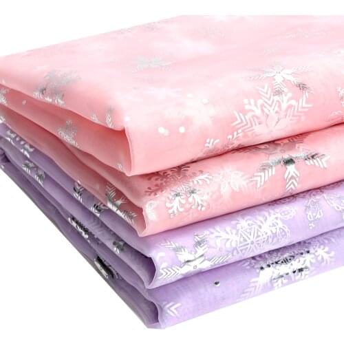 Tulle Fabric By The Yard Gauze Fabric For Sewing Silver Snowflake Printed Cloth Sheets Dress Making Home Textile 90*150cm 1pc