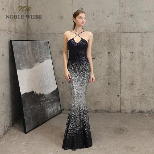 Evening dresses sexy halter mermaid colorful sequin bare back Prom dress floor length in stock evening gown