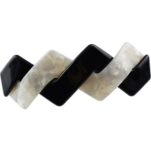 Rectangle French Barrette White Black Wave Hair Clips Acetate Spring Hairpin Gift To Mom