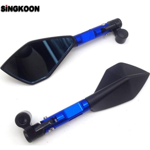 8 10mm universal cnc motorcycle mirrors Blue Lens Rearview Side Mirror FOR honda cb500f vtx 1300 royal enfield vmax mt 09 tracer