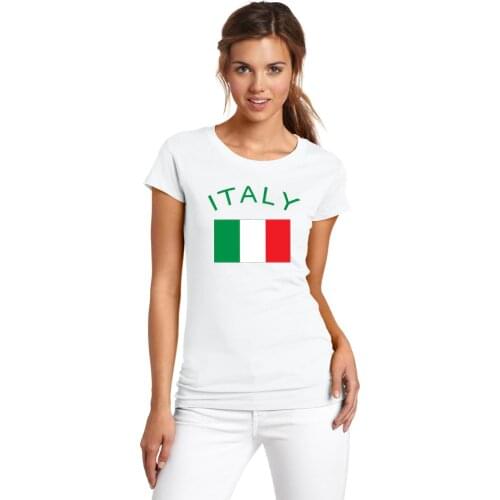 BLWHSA ITALY Fans Cheer Nationa Flag T-Shirts European Women T shirts 100% Cotton Fitness Tees Shirts For Women Hot Sale