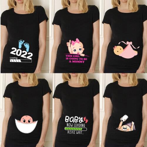 Women Summer Shirt Pregnant Women Short Sleeve Graphic T Shirt Casual Maternity Tee Tops Pregnancy Announcement Shirts