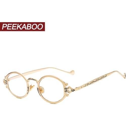 Peekaboo metal women steam punk glasses oval retro clear lens accessories vintage eye glasses for men round gold black silver