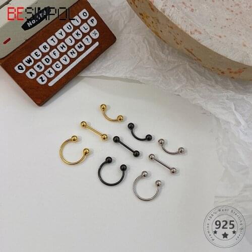 Besimpol Genuine 925 Sterling Silver Stud Earrings Vintage Individual Design Spin Earrings For Girls Female Luxury Fine Jewelry