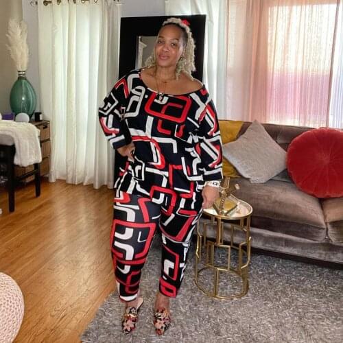 3XL 4XL Plus Size Womens Clothing Two Piece Sets Autumn New Loose Tie Dye Print Lounge Set O Neck Tops Pants Matching Set