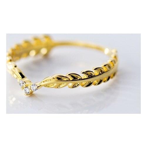 HF JEL S925 Sterling Silver Wheat Rings Gold Silver Finger Rings for Women Plant Party Rings Female Silver Jewelry bijoux femme