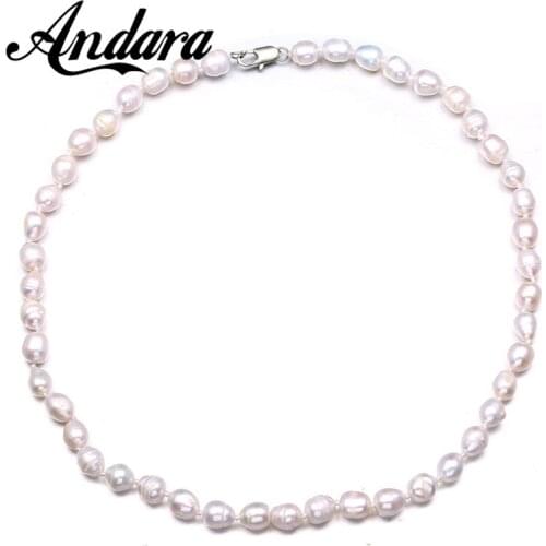 High Quality 925 Sterling Silver 100% Natural Pearl Necklace for Women Wedding Anniversary Gifts