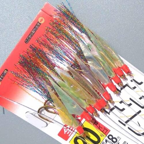 10packs 18# 20# Real fish skin ribbonfish lure Sabiki Rig Octopus Sabiki Shrimp Sabiki Rigs