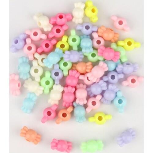 100pcs Sugar Shape Acrylic Beads Candy Color Loose Spacer Beads For Girls Children Jewelry DIY Making Bracelet Necklace Findings