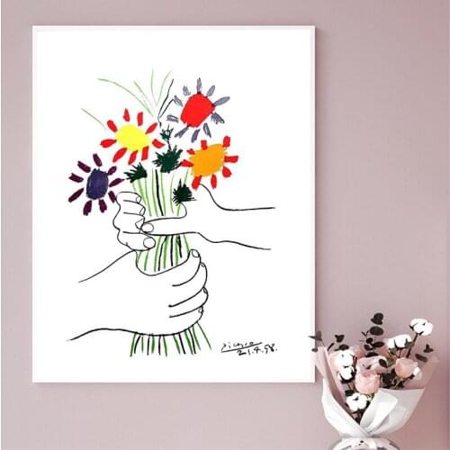 Picasso 1958 Bouquet of Peace Artwork Canvas Painting Prints Picasso Art Gallery Poster Picture Home Room Wall Art Decor