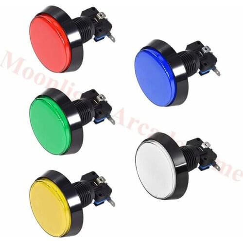 5pcs/Lot Game Push Button 60mm Round 12V LED Illuminated Push Button Switch with Micro Switch for Arcade Video Games 5 Colors