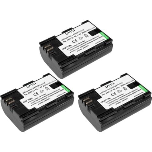 3 Pcs 2.0Ah LP-E6 LP E6 Camera Battery for Canon 70D 5D Mark II 80D 7D Mark II 60D 6D 7D BG-E14 BG-E13 BG-E11 BG-E9 BG-E7 BG-E6