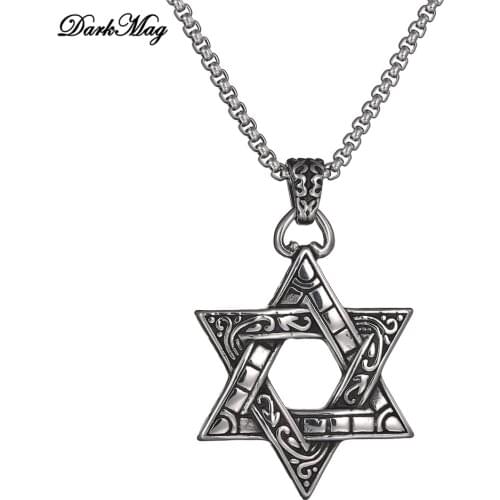 DarkMag Vintage Pentagram Necklace Pendant Religious Supernatural Necklace Jewish Shield Star of David Jewelry Satan