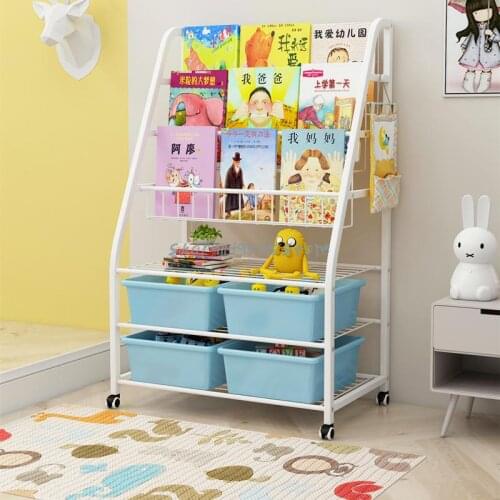 Wrought Iron Childrens Bookshelf Picture Book Rack Storage Integrated Kindergarten Rack Baby Bookshelf Floor Desktop