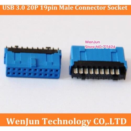 DIY USB 3.0 19P 20P male connector Welding line type socket USB 3.0 19 pin 20 pin Chassis data line interface
