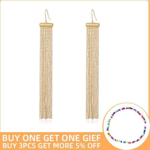 Dorado Long Tassel Drop Earring for Women New Copper Beads Pendant Earrings Fashion Wedding Party Ear Jewelry pendientes mujer