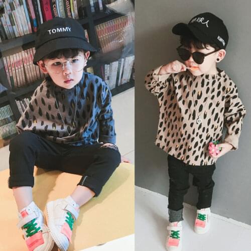 Baby kids boys leopard T-shirts spring autumn new fashion children tops baby boys cotton long sleeve fashion T-shirt tees P4 071