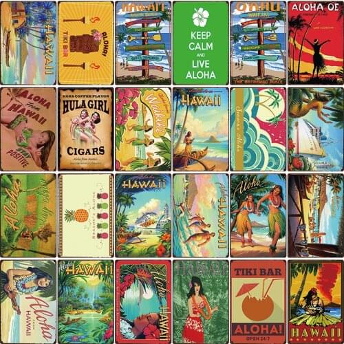 [ Kelly66 ] Aloha Form Hawaii Tiki Bar Beach Metal Sign Tin Poster Home Decor Wall Art Painting 20*30 CM Size S-01