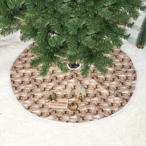 60/80/100cm Elk Christmas Tree Skirt Hotel Xmas Event New Year Party Decor Printed Carpet