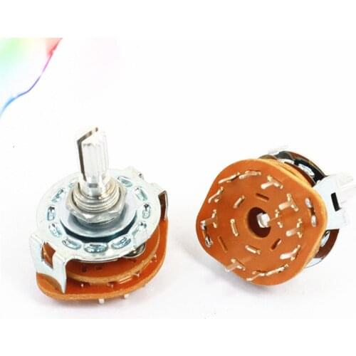 2 Pcs 1P11T 1 Pole 11 Position 6mm Knurled Shaft Band Selector Rotary Switch RS25