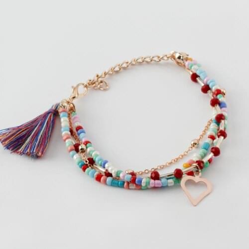 Tassels Crystal Sand Beads Bracelet (Roz Color)