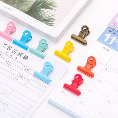 2pcs Cute Colorful Metal Binder Clips Kawaii Stationery Accessories Pink Office Supplies Planner Clip Metal Clips for Craft