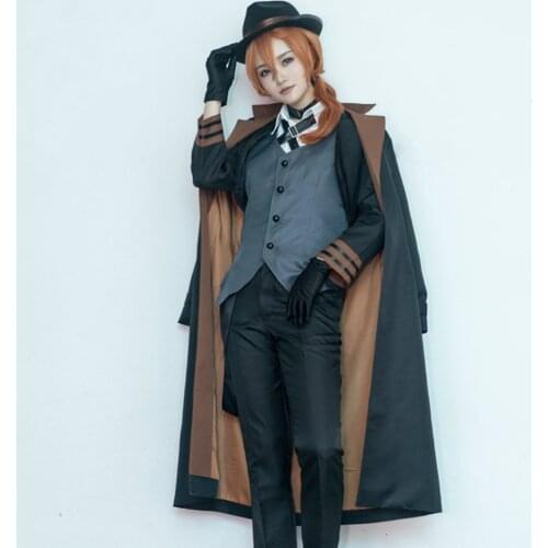Men Detective Uniforms Noble Palace Party Outfits Nakahara Chuya Japanese Anime Stray Dogs Cosplay Costume Jackets Full Set