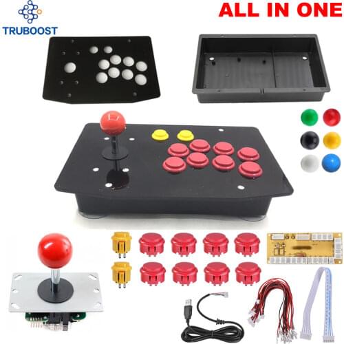 DIY Arcade Joystick Kits 10 Buttons Arcade Joystick Acryl 5Pin USB Cable Push Buttons All In One Free Assembly