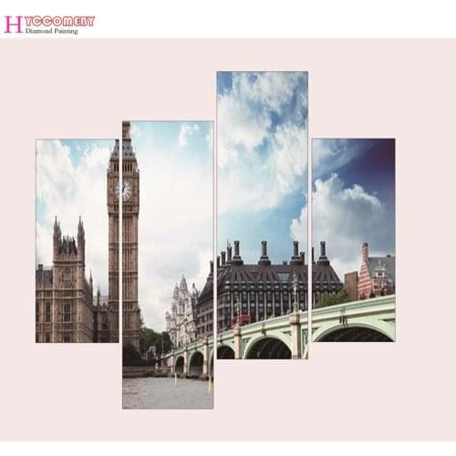 4pcs 5D diy round Diamond Painting full square Scenic Castle Diamond Embroidery Cross Stitch Diamond Mosaic decoration gift