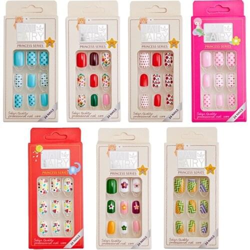 Printed Nail Patch Glue Type Removable Short Paragraph Fashion Manicure False Nails Sticker for Women ASD88