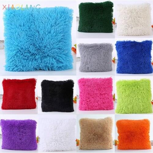 New Solid Short Faux Fur Shaggy Plush Cushion Soft Warm Luxury Throw Pillowcase Home Chair Seat Waist Decorative Decor