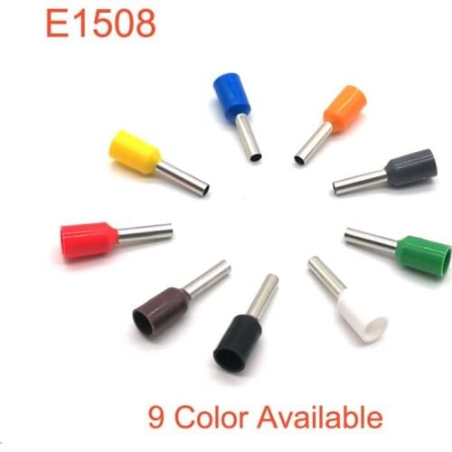 1000pcs Tube insutated crimp terminal electrical wire connectors ferrule E1508 terminals bornier cable connector VE 16AWG 1.5mm2