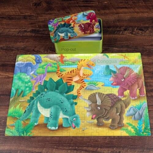 200 Pieces of Childrens Puzzle Wooden Cartoon Dinosaur Puzzle Wooden Childrens Early Education Cartoon Toys 4-8 Years Old P127