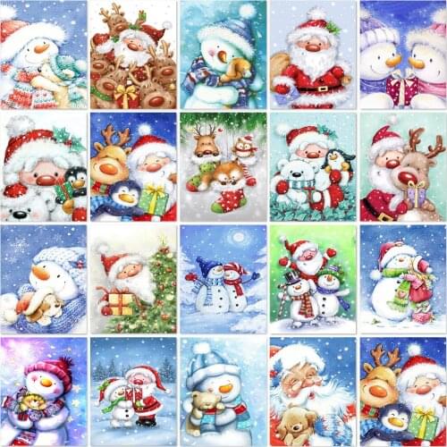 Full Square 5D Santa Claus Diamond Painting Snowman Diamond Embroidery Christmas Snow Cross Stitch Rhinestone Mosaic Decor Gift