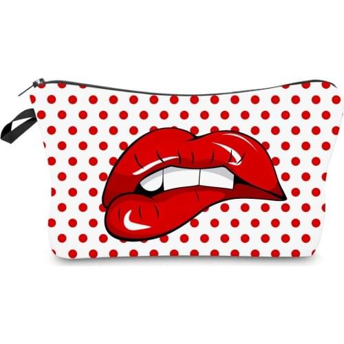 Sexy Red Lips Cosmetic Bags Mini Makeup Bag Cheap Dots Fashion Travel Storage Bag High Quality Portable Coin Purse Wholesale