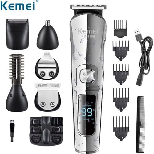 Kemei Professional Hair Electric Hair Cutting Machine Beard Trimer Body Men Haircut Trimmer Waterproof 6 in 1 Hair Clipper