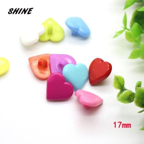 SHINE Resin Sewing Buttons Scrapbooking Heart Multicolor Shank Cartoon 17 x 17mm 50 PCs Costura Botones Decorate bottoni botoes