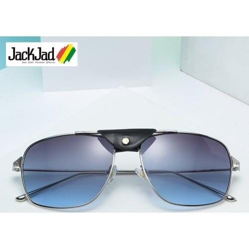 JackJad 2020 Fashion Pilot Style Gradient Sunglasses With Leather Hood Men Driving Brand Design Sun Glasses Oculos De Sol S8001