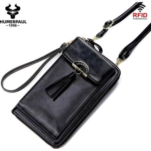 HUMERPAUL Small Crossbody Phone Bag for Women 2021 Leather Cellphone Shoulder Bags Quality Brand Design Card Holder Wallet Purse