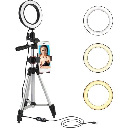 5.7 Inch Dimmable LED Ring Light With Stand Photographic Selfie Studio Tripod Ring Lighting For Makeup Camera Phone Holder